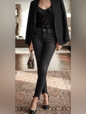rag & bone Black Washed Skinny Low-Rise Jeans